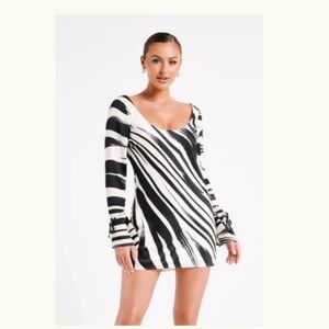 Meshki - Printed Satin Mini Dress - Abstract Print